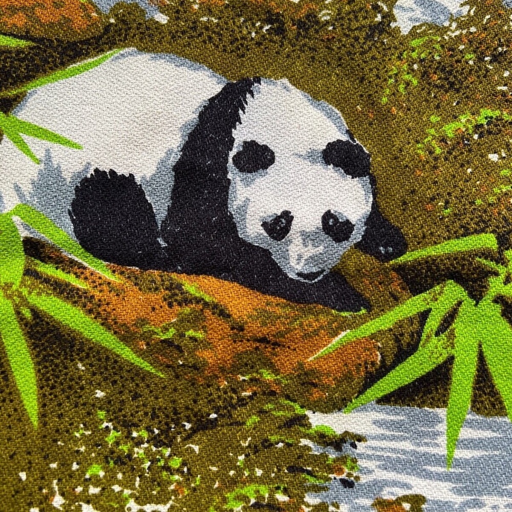 Vintage Fabric Barkcloth Panda Bear Print 1 1/2 yds x 54" Wide Westco Reltex ?? - Picture 4 of 5